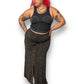 90’s Briggs Black Floral Print Maxi Skirt (L)