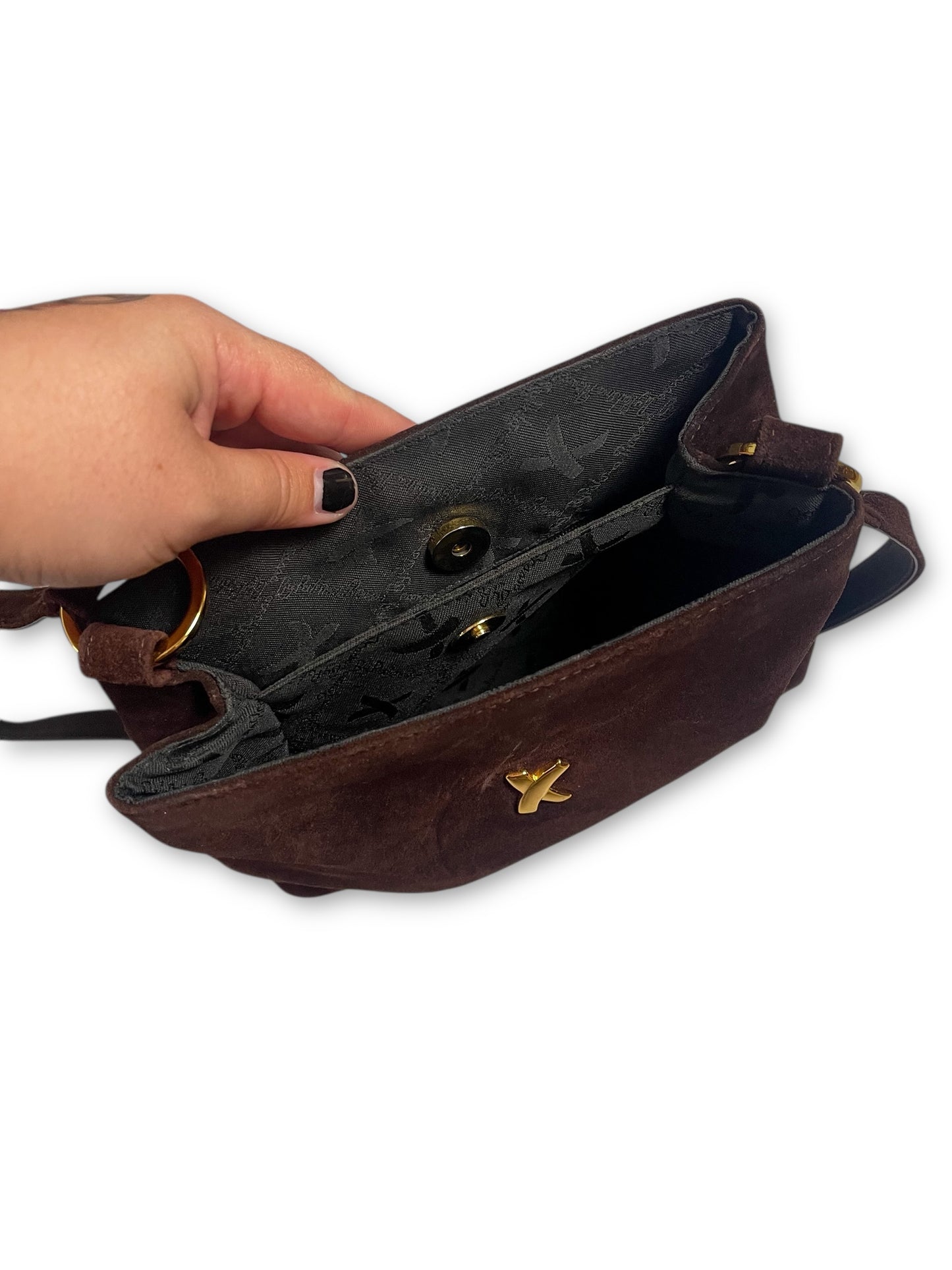 90’s By Paloma Picasso Brown Suede Shoulder Bag