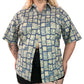 80’s East Island Blue and Tan Floral Print Button Down Shirt (L/XL)