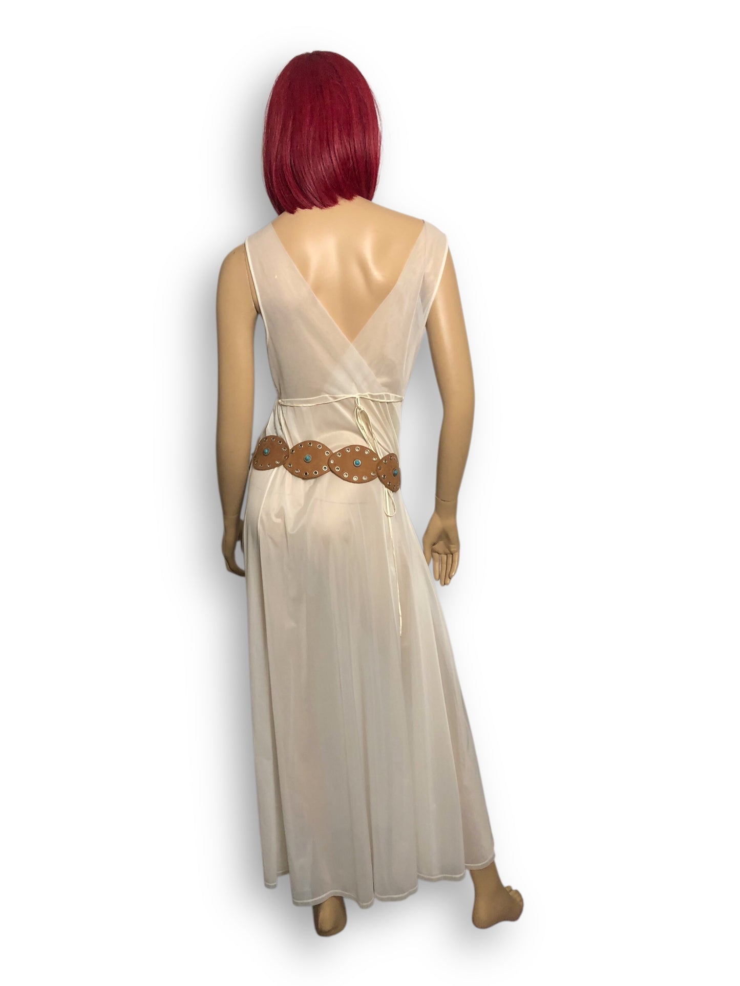Vintage Tan Leather Medallion Belt (M/L)