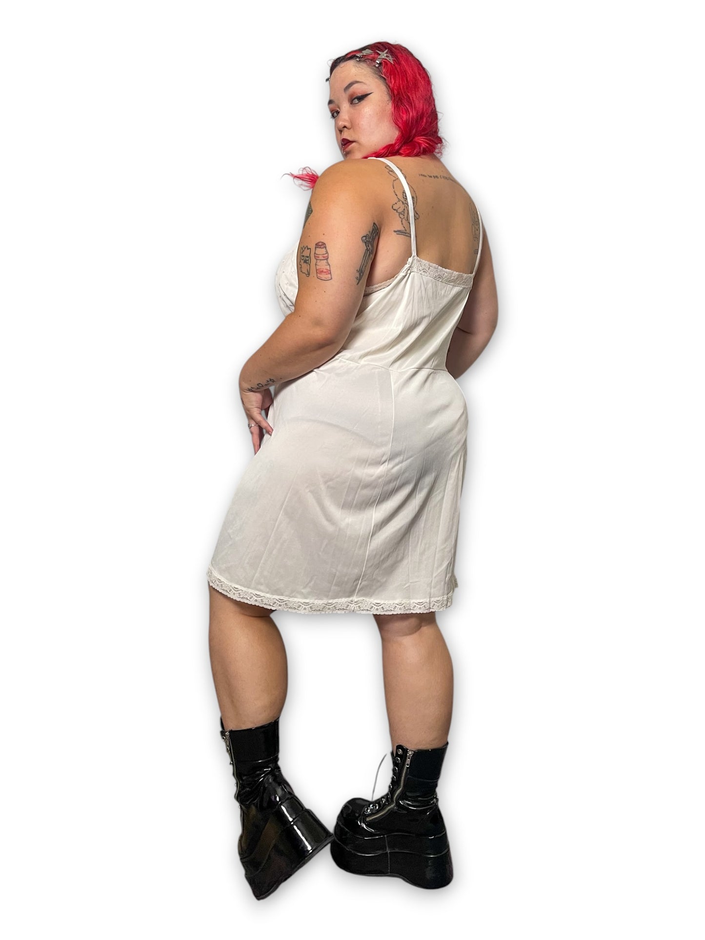 70’s White Slip Dress (2X)