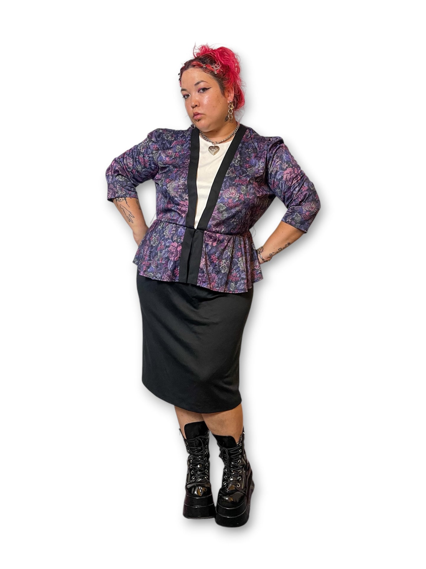 80’s Retro Peplum Dress (2X/3X)