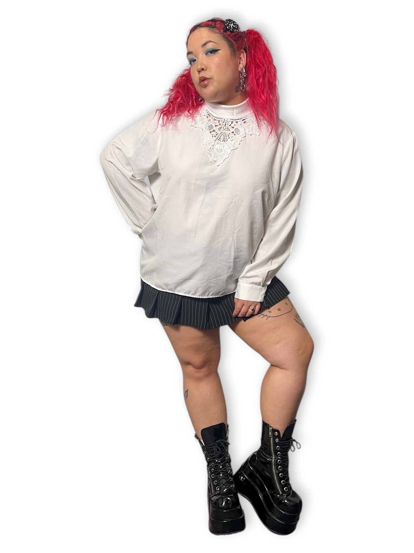 80’s Bedford Fair White Retro Blouse (3X)