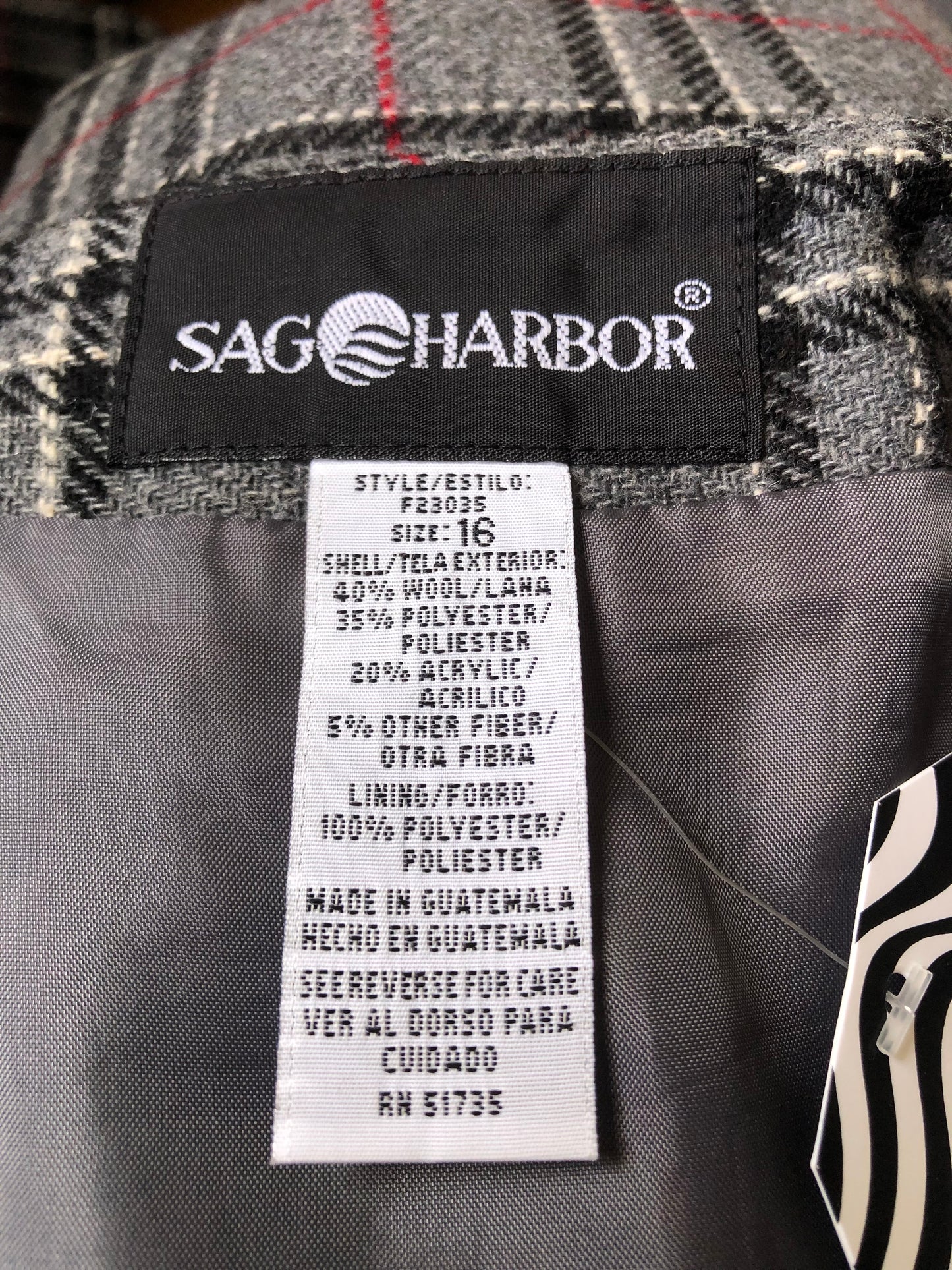 Y2K Sag Harbor Gray Plaid Skirt (XL)