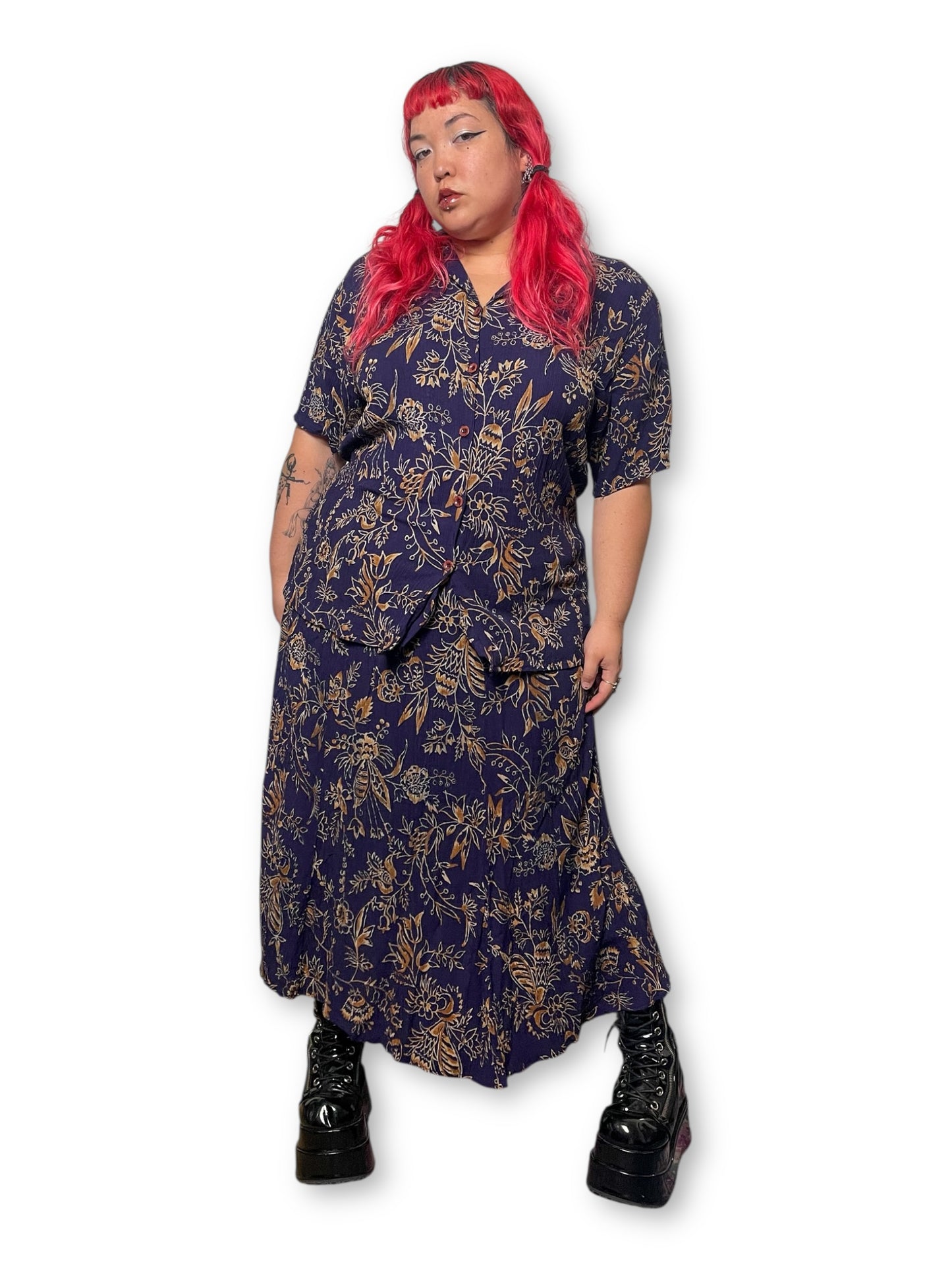 80’s/90’s Floral Print 2-Piece Set (2X)