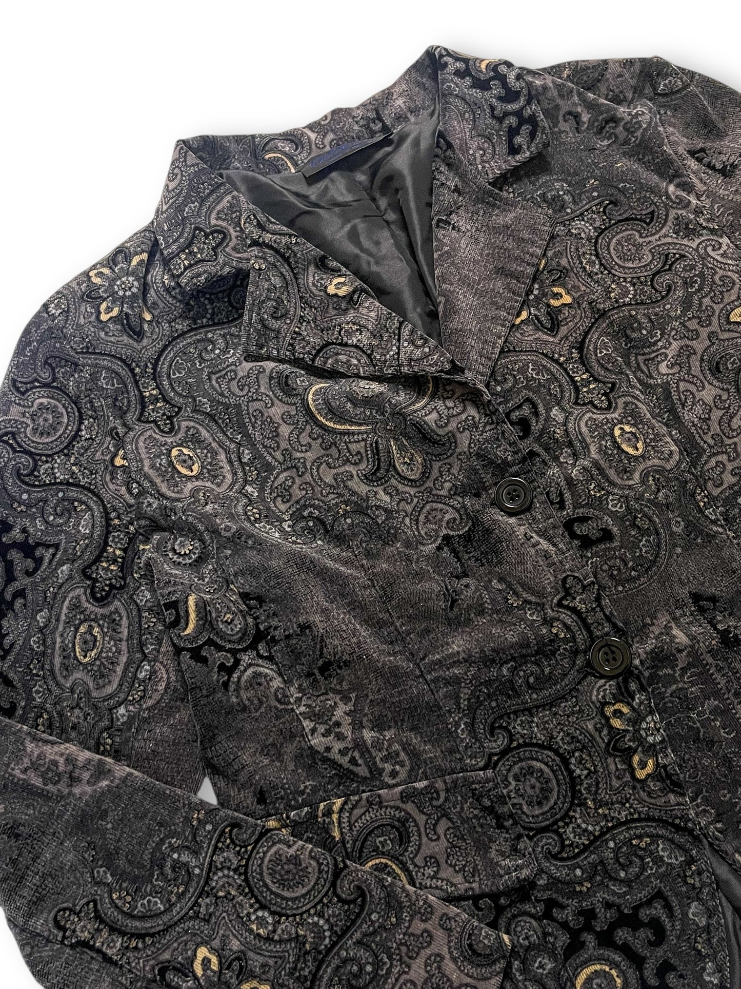 90’s/Y2K Dolcevita Gray Paisley Corduroy Blazer (M)