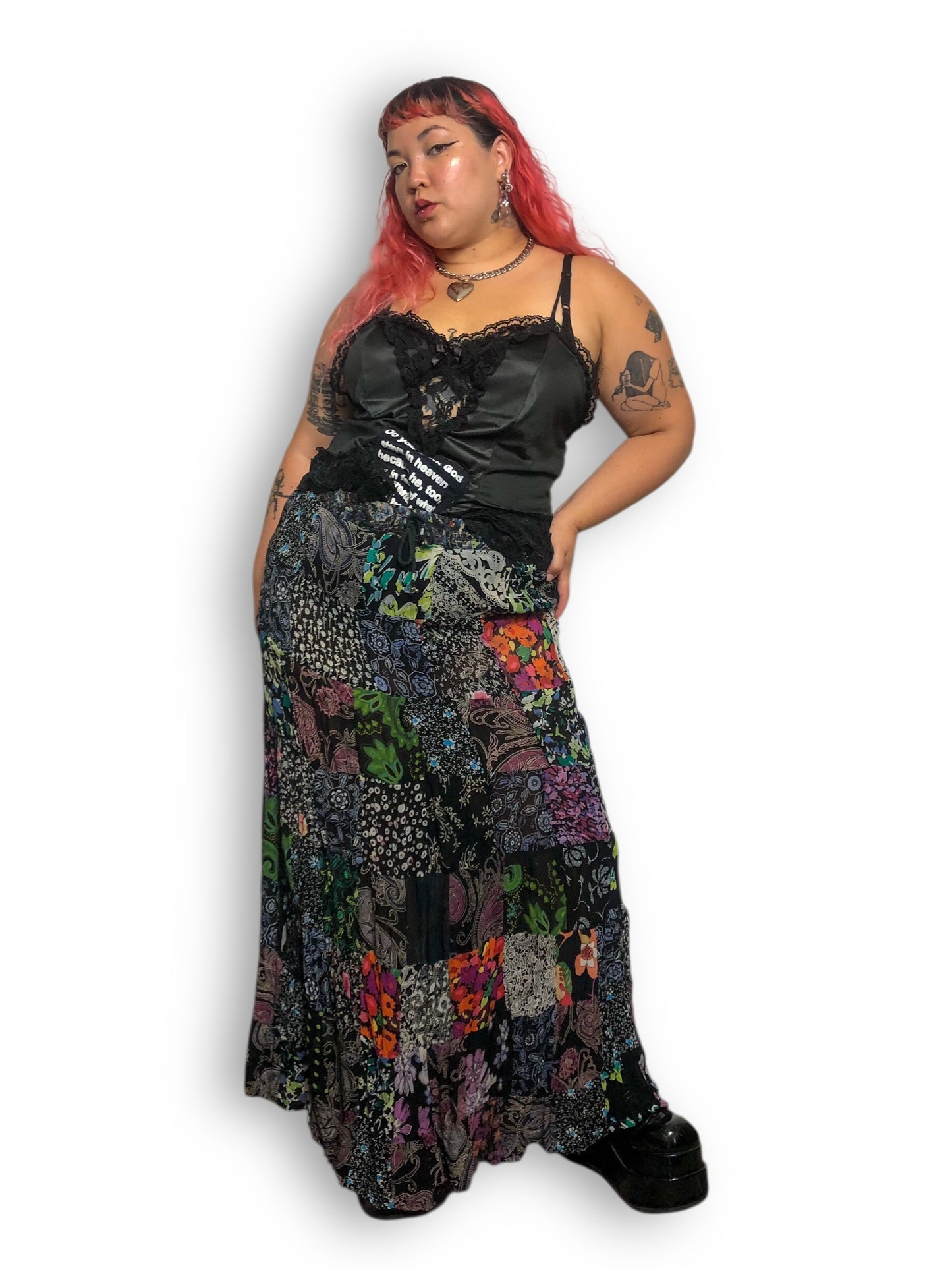 90’s Ruby ‘n’ Style Patchwork Floral Paisley Maxi Skirt (XL/2X)