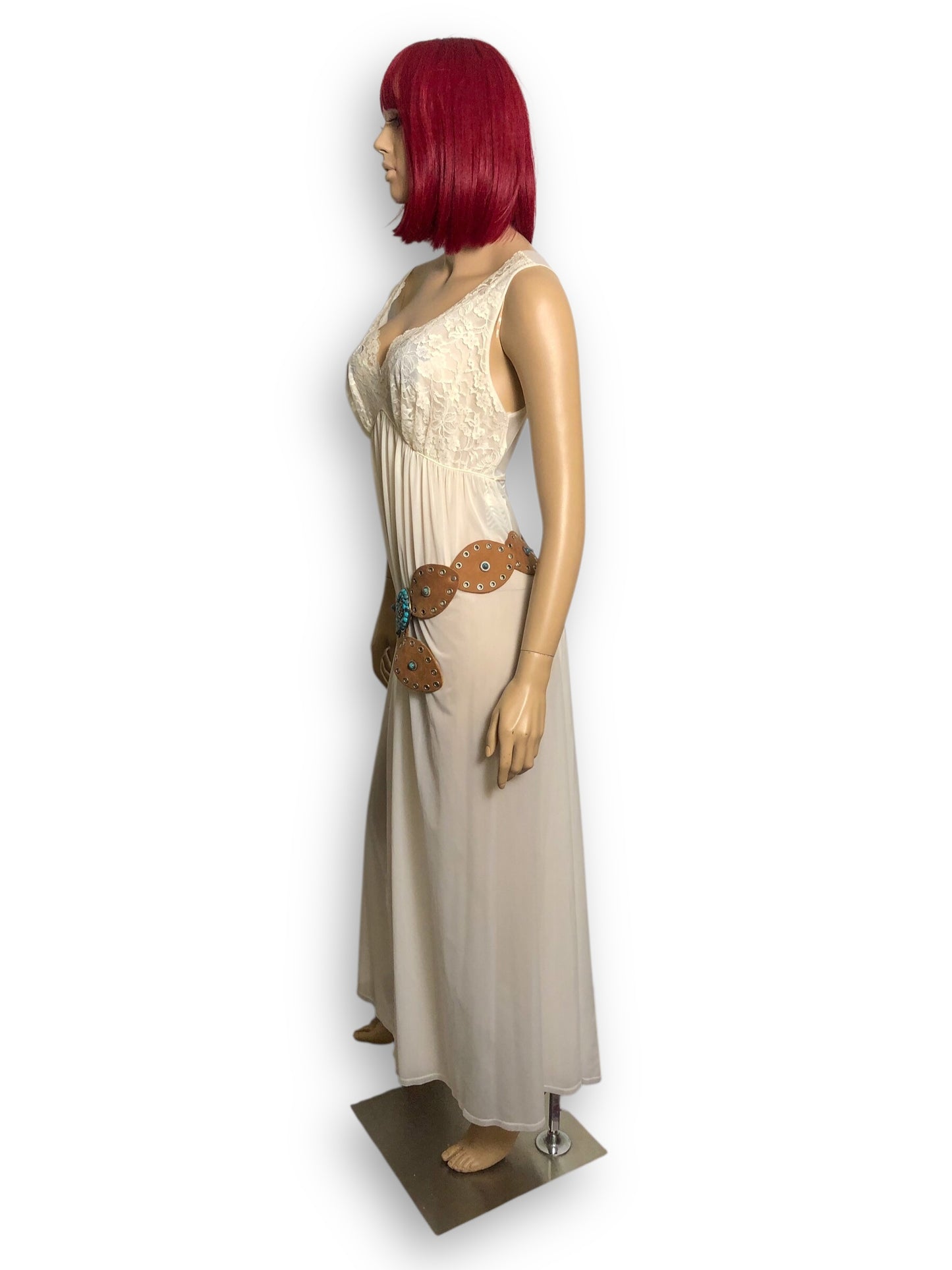 Vintage Tan Leather Medallion Belt (M/L)