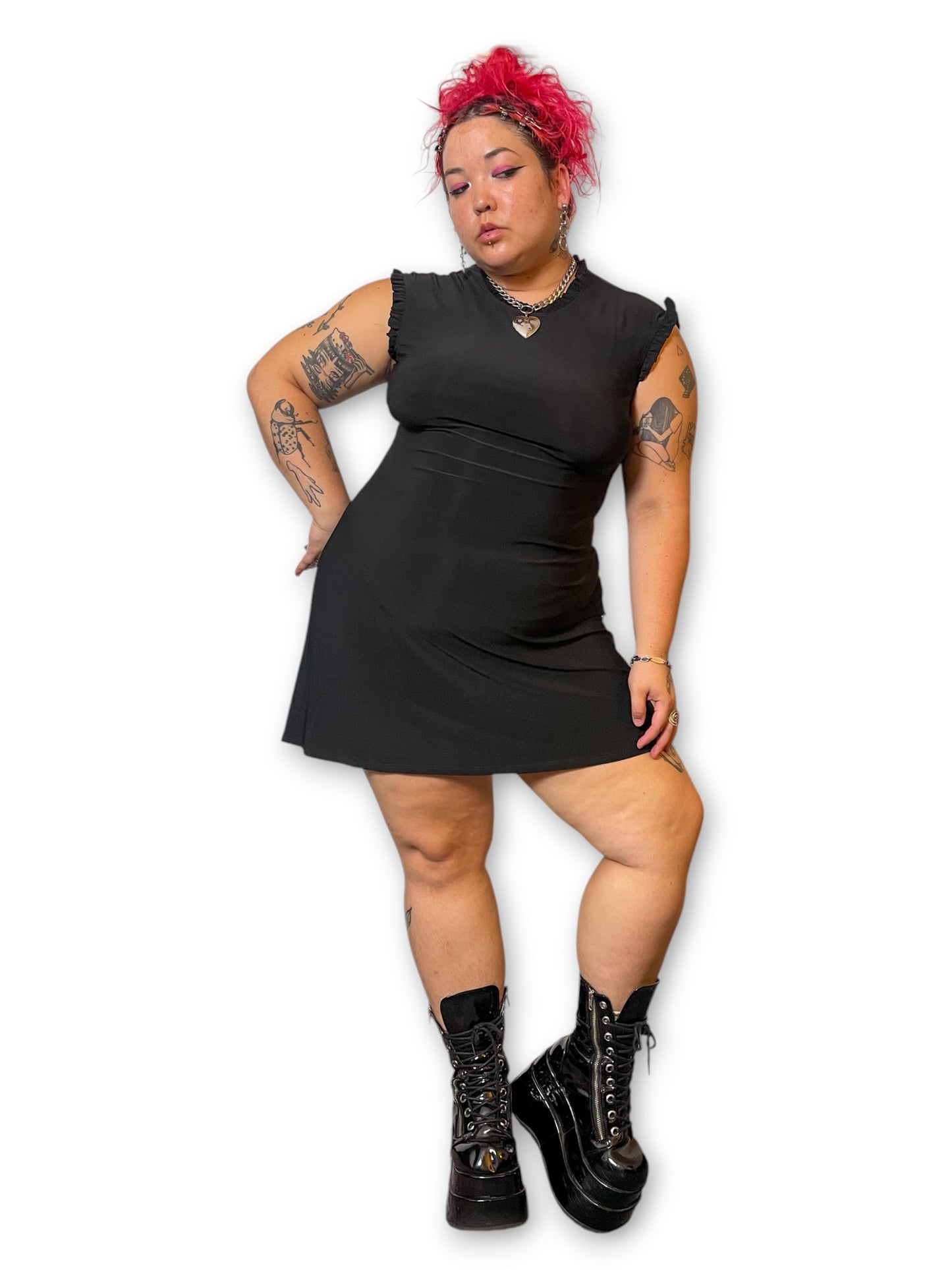 90’s/Y2K Black Slinky Mini Dress (XL/1X)