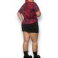 Y2K Red Floral Print Blouse (XL)