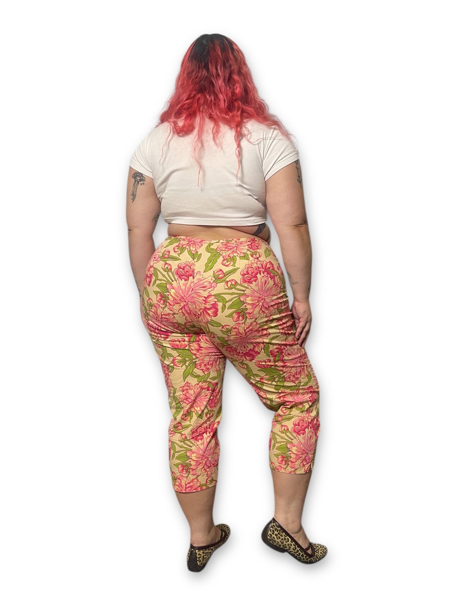 Y2K Floral Print Capri Pants (1X)