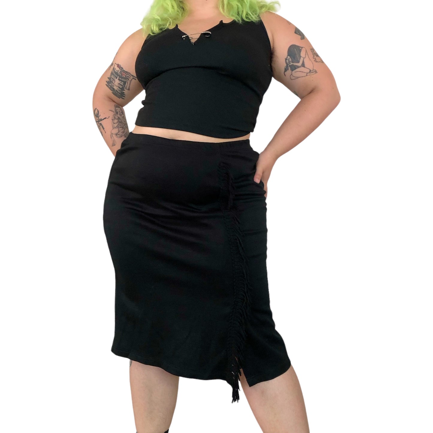 90’s/Y2K Black Pencil Skirt (XL)