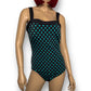 90’s/Y2K INC International Concepts Black and Turquoise Polka Dot Swimsuit (L)