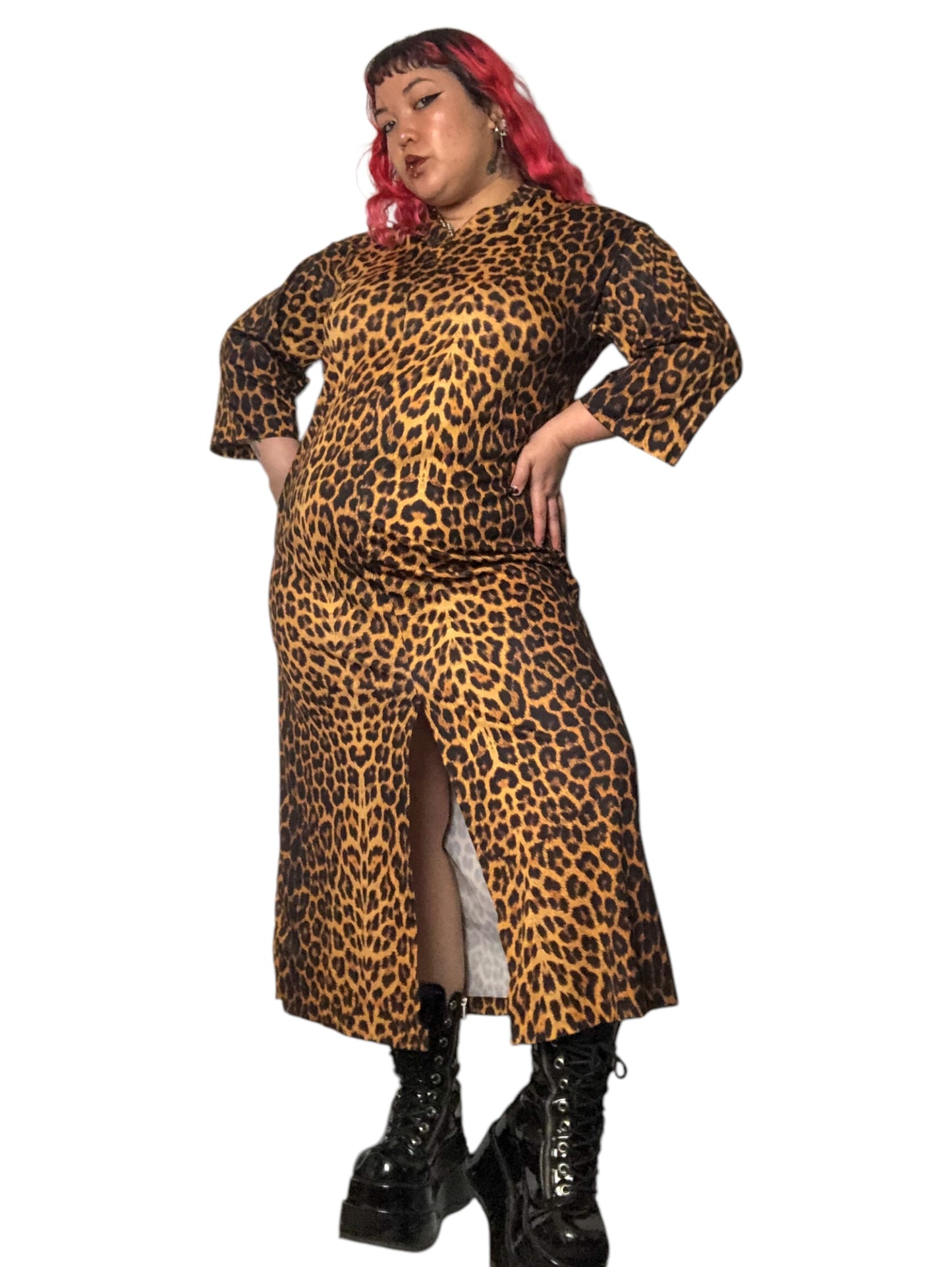 70’s Tiffany Loungewear Leopard Print Maxi Dress (L/XL)