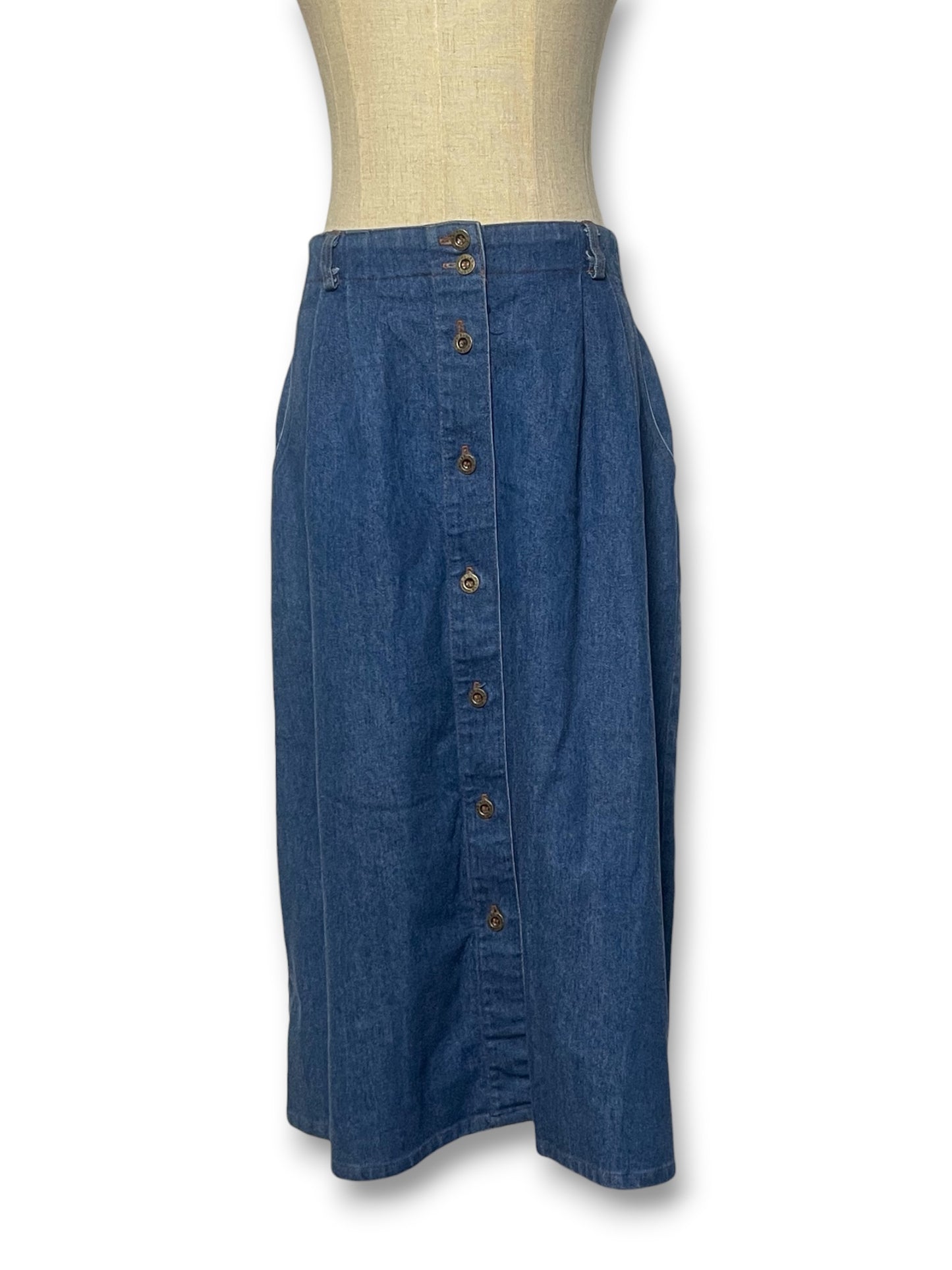 80’s Retro Denim Midi Skirt (M/L)