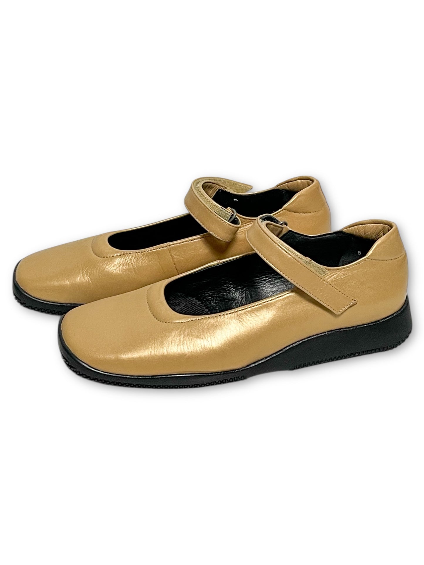 Vintage Gold Leather Mary Janes (7/7.5)
