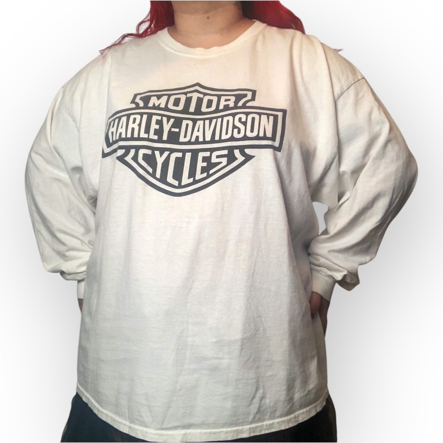 Y2K Harley Davidson White Long Sleeve Shirt (3X)