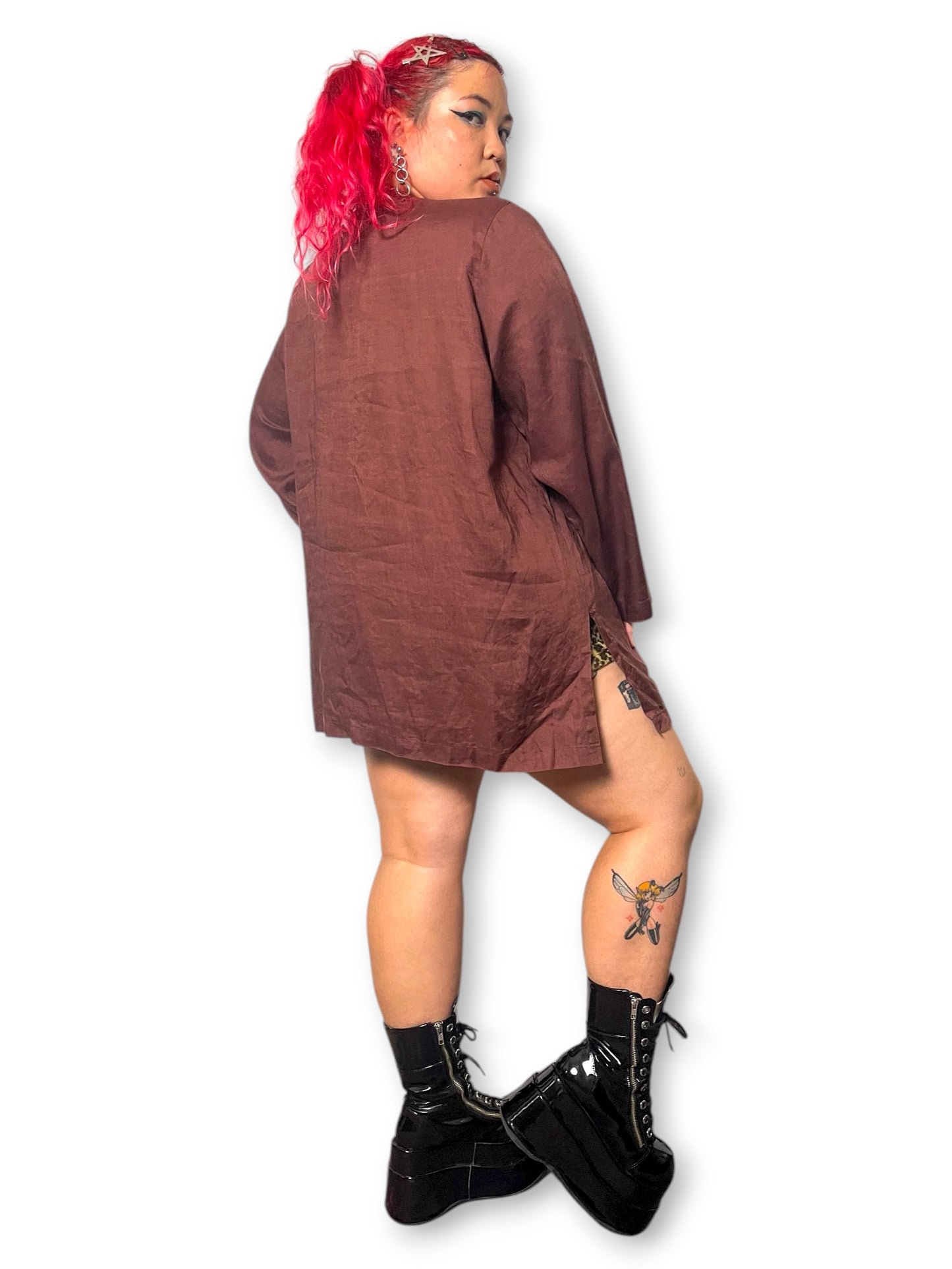 90’s David Dart Brown Linen Blouse (2X/3X)