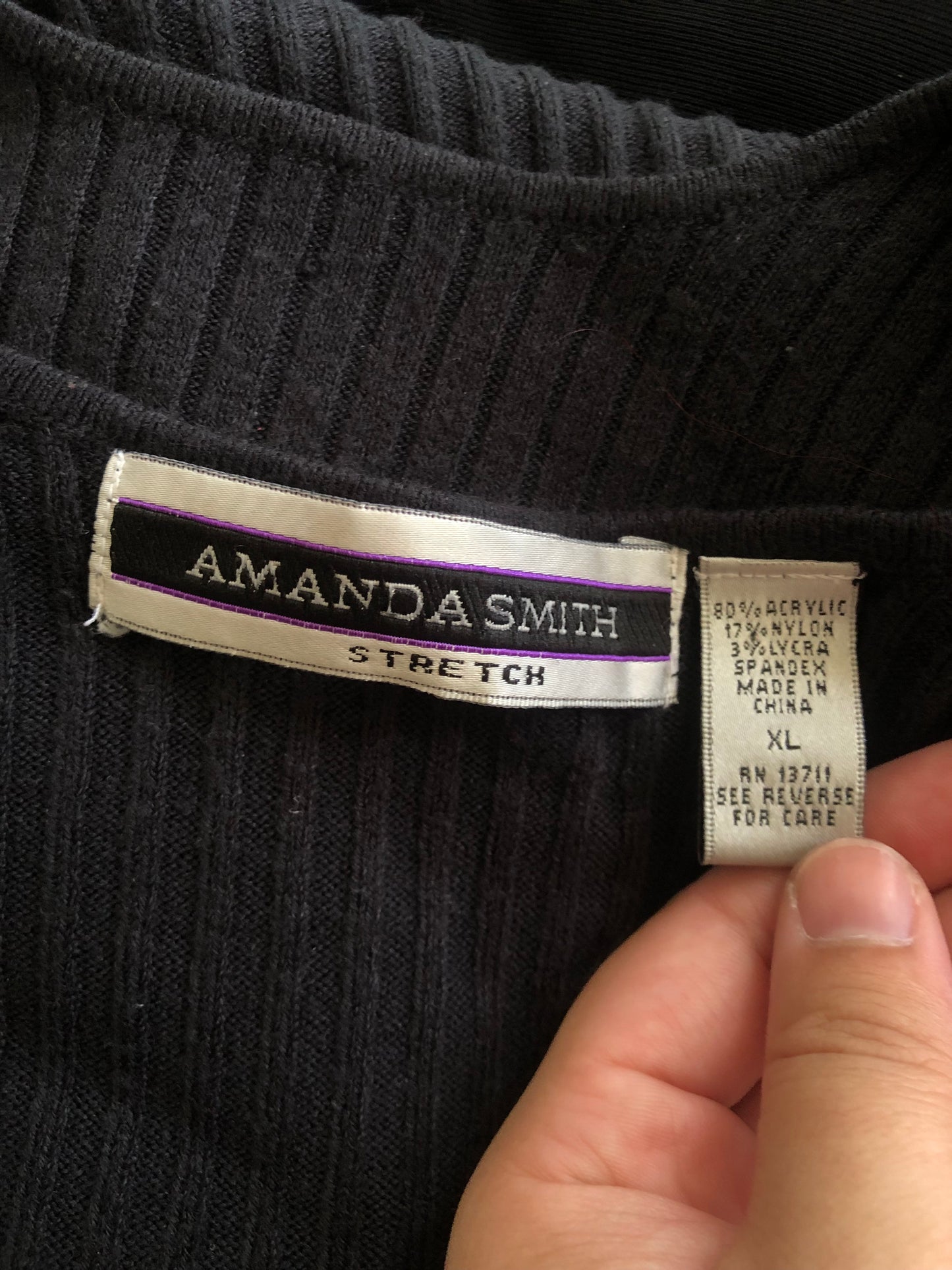 90’s Amanda Smith Black Knit Shirt (L/XL)