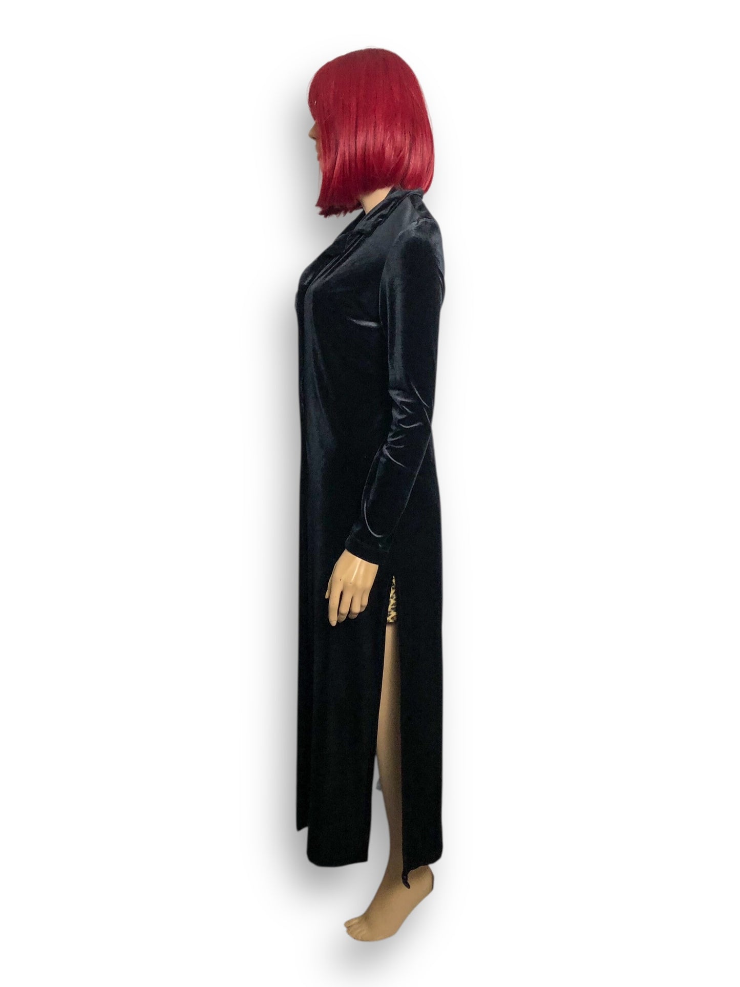 Y2K Be Smart Black Velvet Duster Cardigan (M)