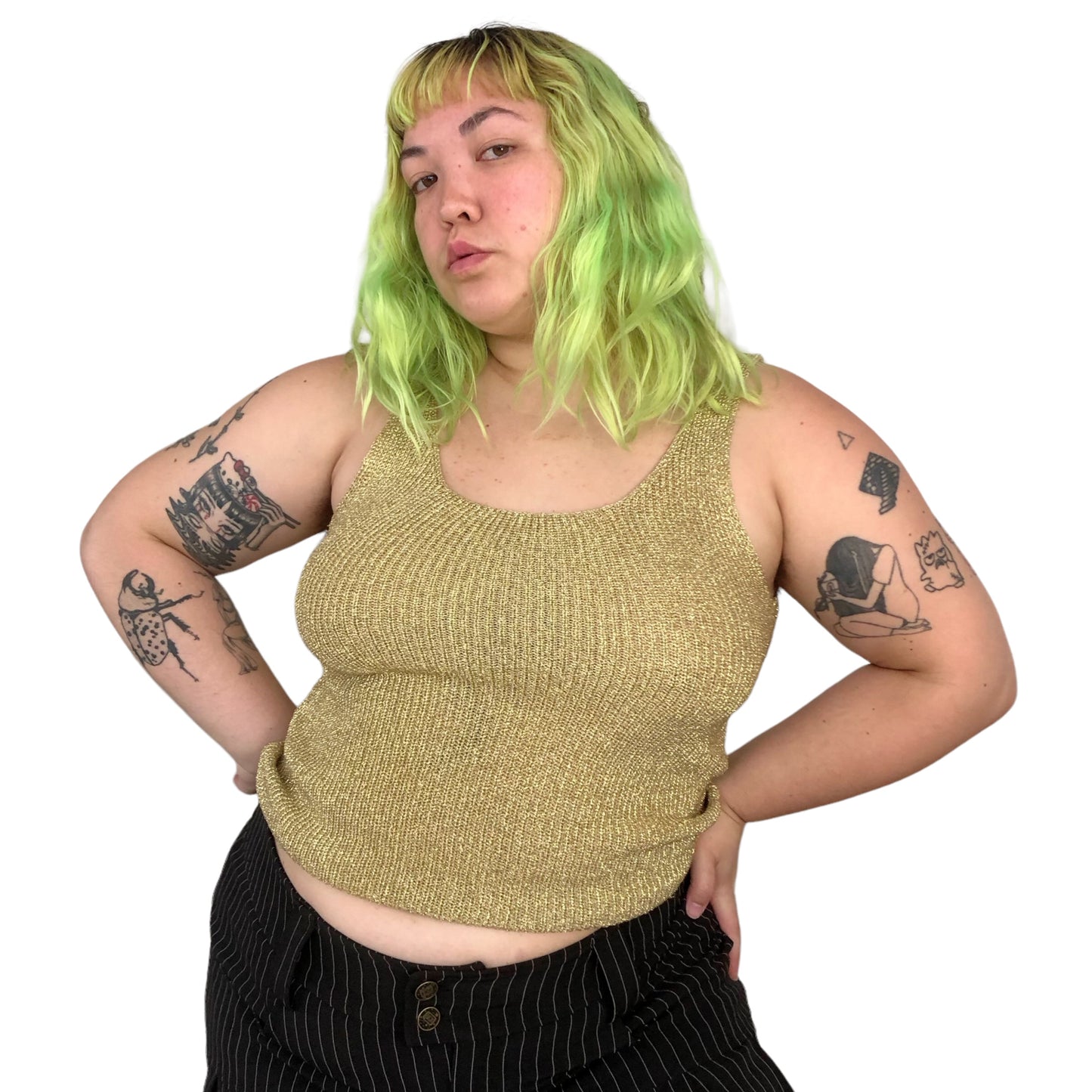 90’s Creazioni Effeci Gold Knit Tank Top (L)
