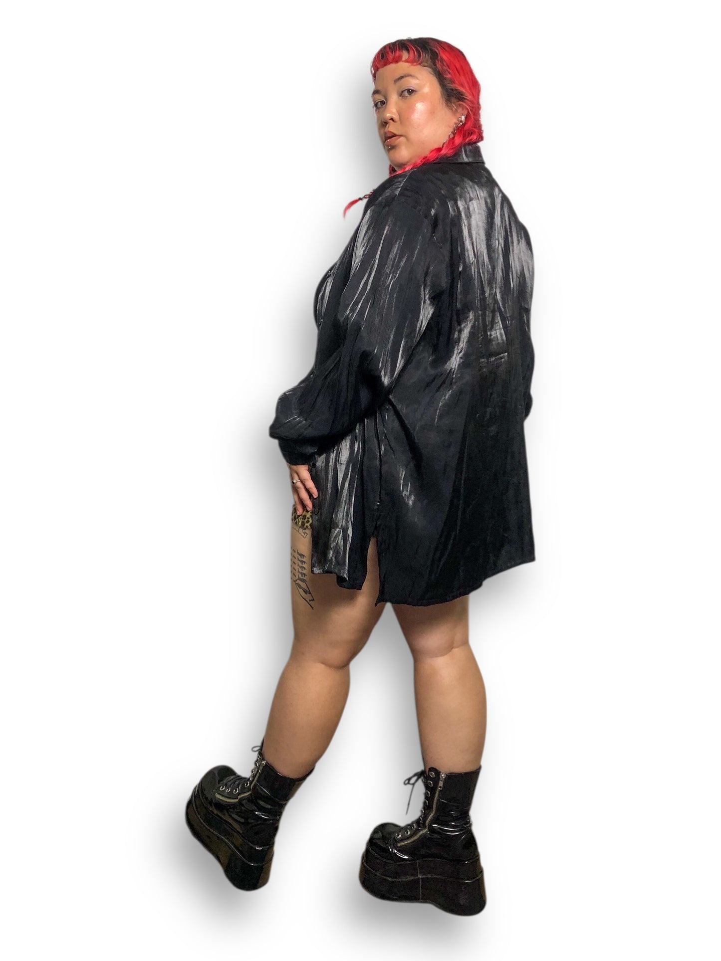 Y2K Style & Co Black Satin 2-Piece Set (2X/3X)