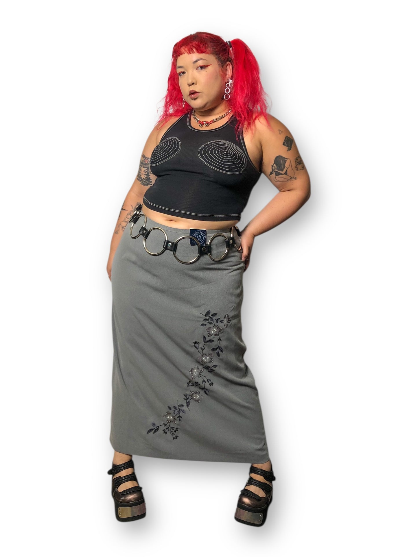 90’s/Y2K Venezia Jeans Clothing Co Gray Maxi Skirt (2X)