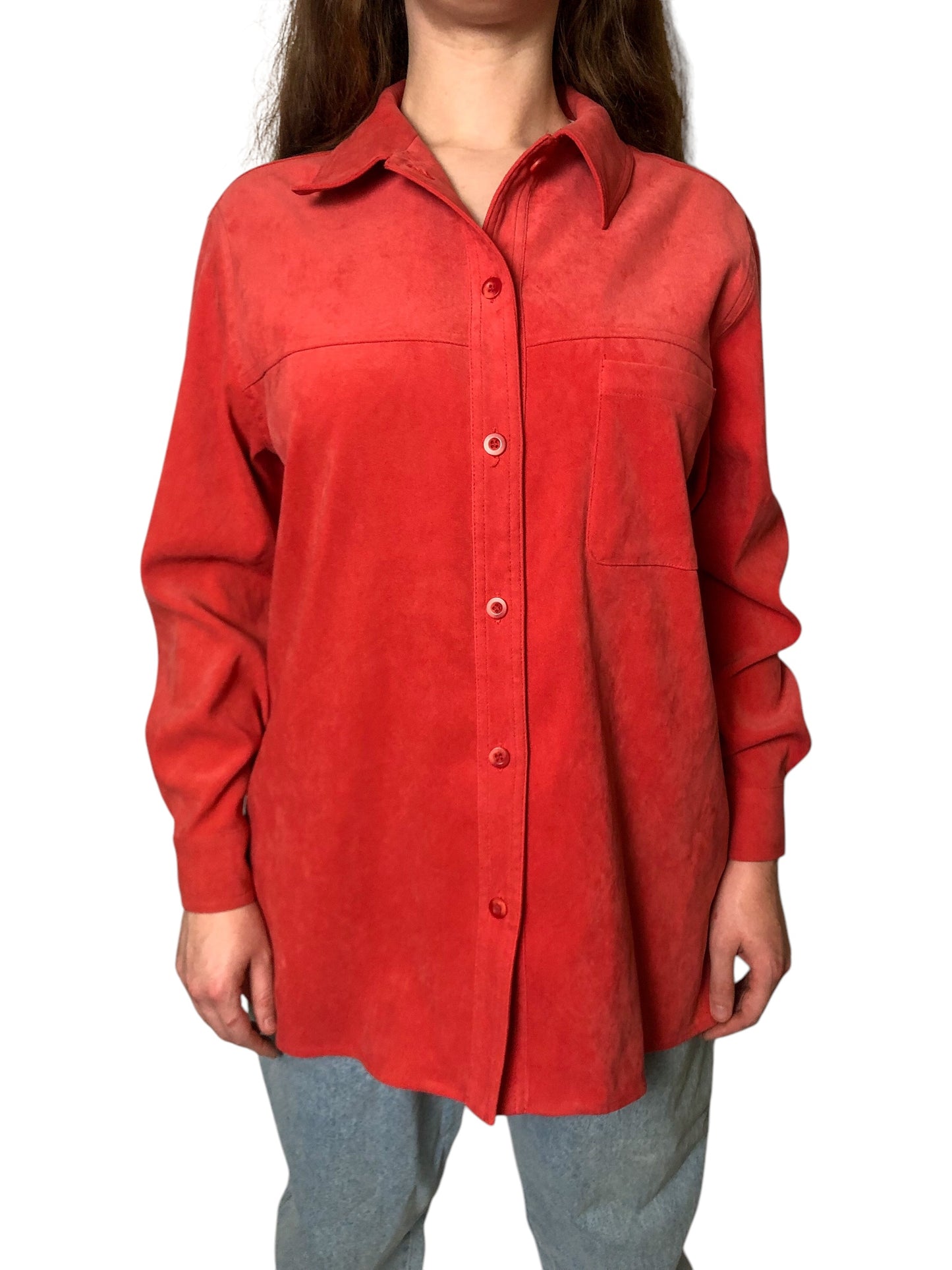 90’s Charter Club Blush Red Faux Suede Shirt (M/L)