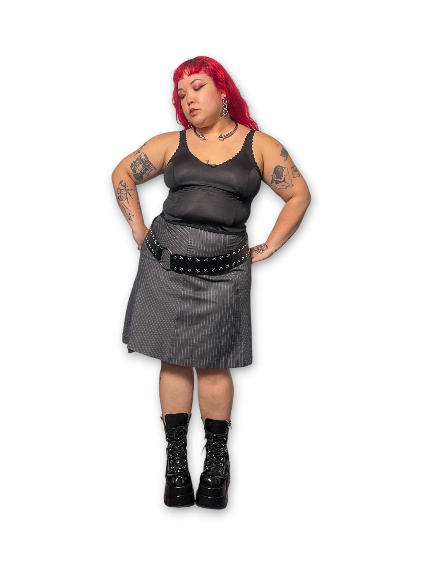 Y2K Gray Pinstripe Skirt (XL/1X)