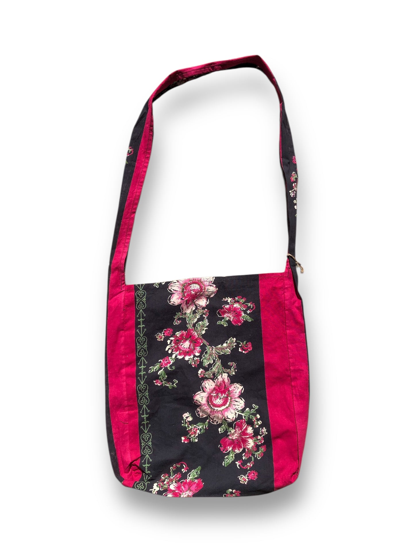 Black and Red Floral Print Tote Bag