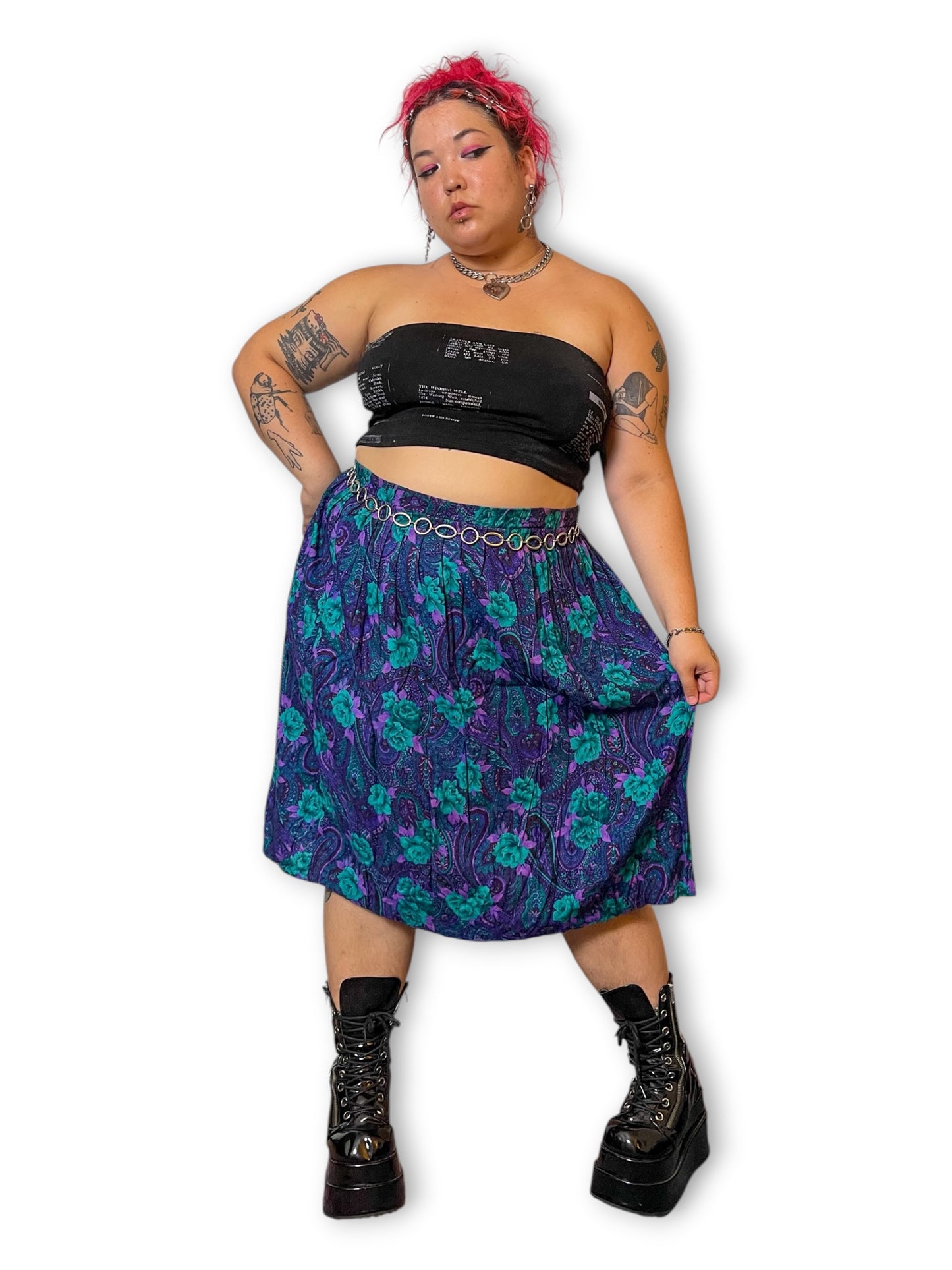 80’s/90’s Retro Floral Paisley Skirt (1X/2X/3X)