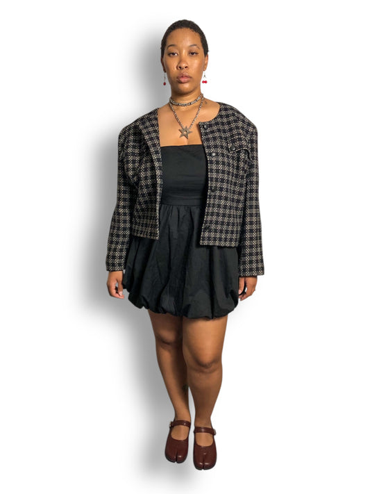 80’s Basson Black and White Plaid Knit Blazer (XL/2X)