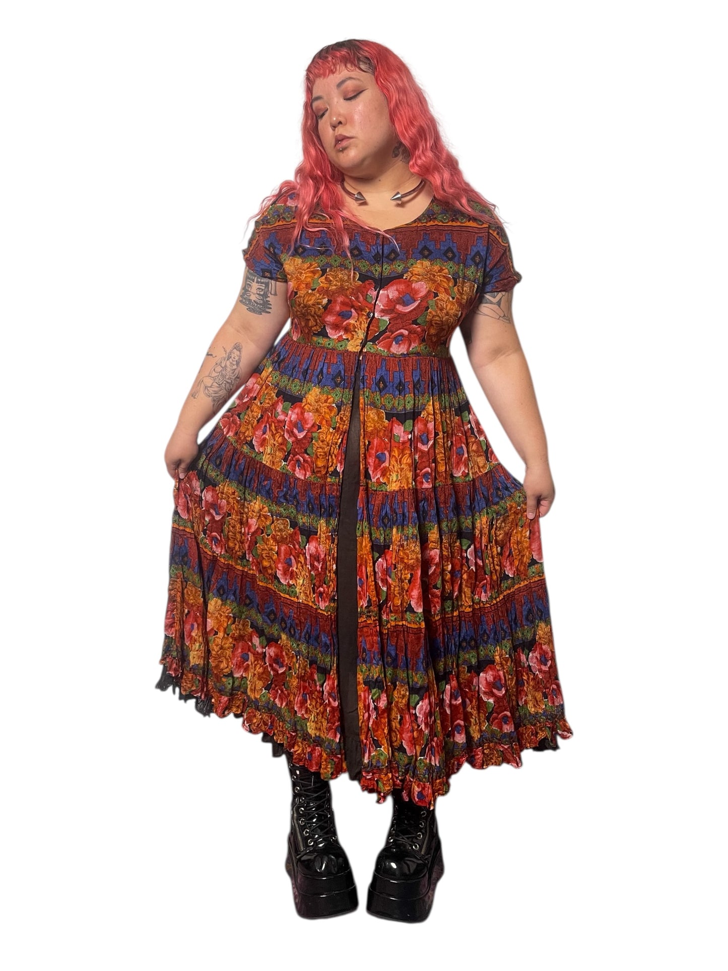 90’s/Y2K Boho Print Maxi Dress (XL/1X)