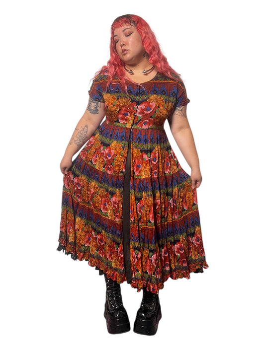 90’s/Y2K Boho Print Maxi Dress (XL/1X)