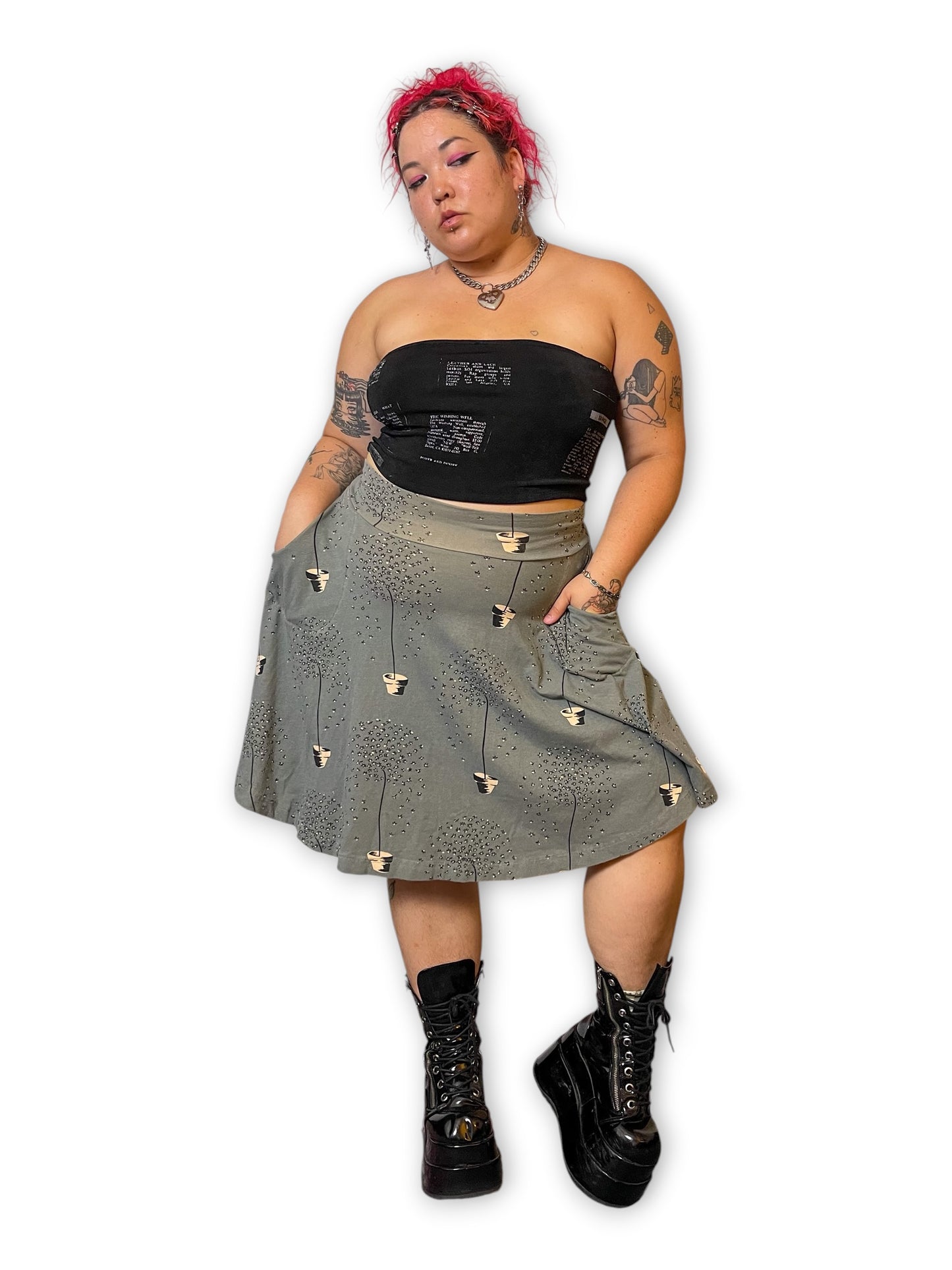 Y2K/Modern Twee Print A-Line Skirt (XL/1X/2X)