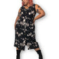 90’s/Y2K Lucy Black and White Floral Print Maxi Dress (XL)