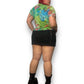 Y2K Chico’s Green Floral Graphic Print Shirt (XL)