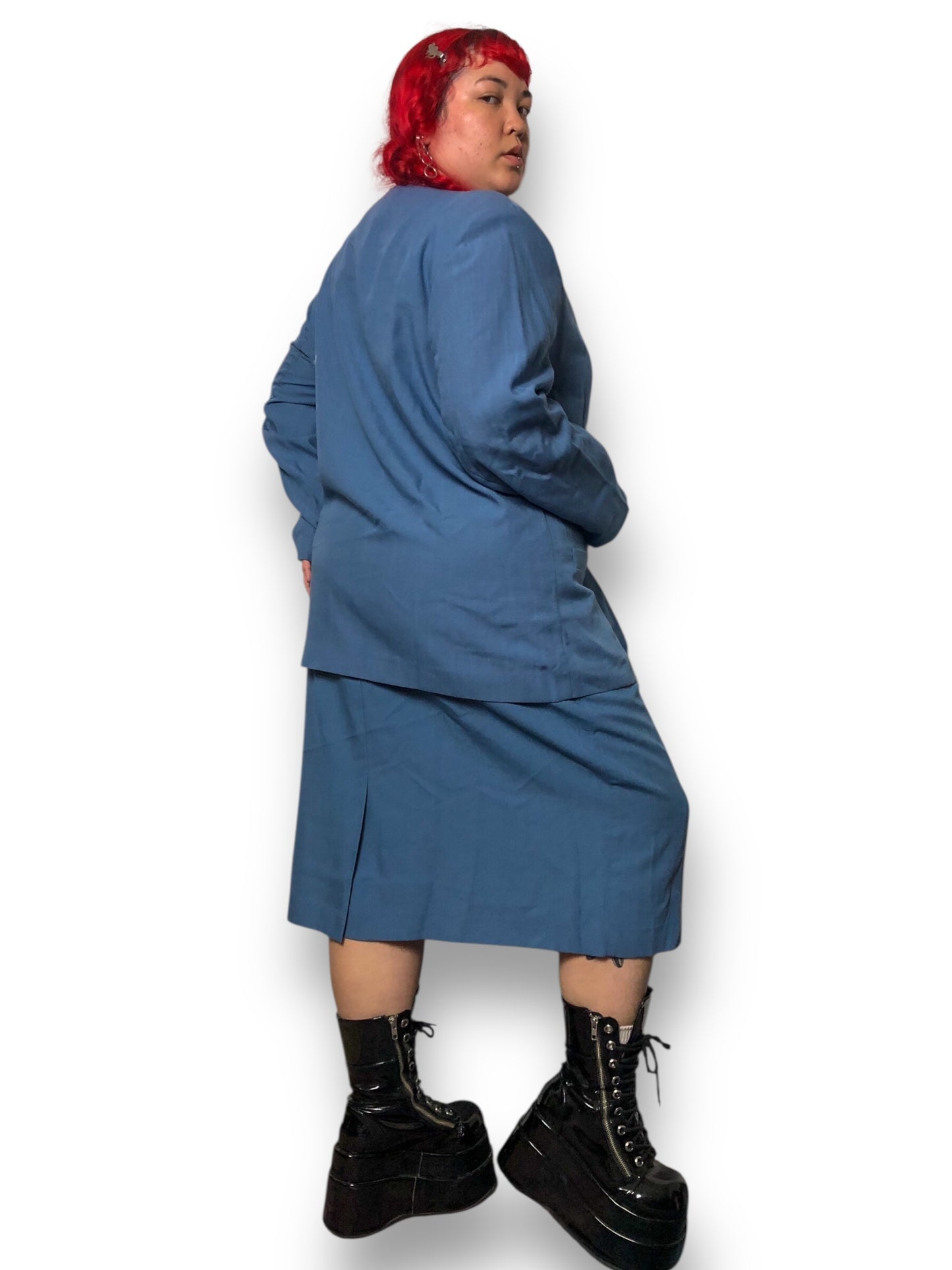 60’s/70’s Counterparts II Cerulean Blue Skirt Suit (2X/3X)