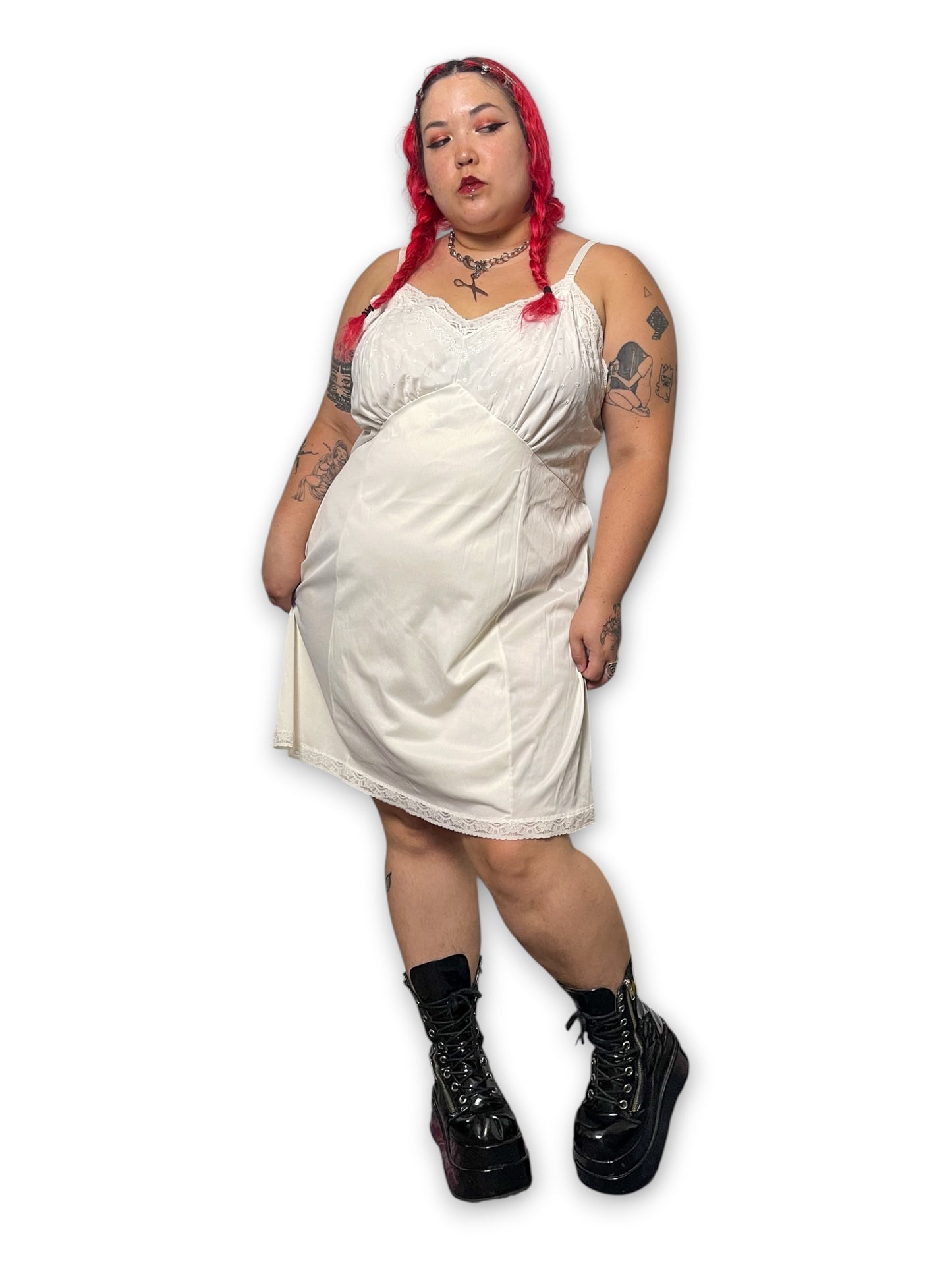 70’s White Slip Dress (2X)