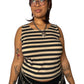 Y2K Draper’s & Damon’s Black and Cream Striped Tank Top (L)