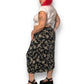 Y2K Sag Harbor Black Floral Print Midi Skirt (2X)