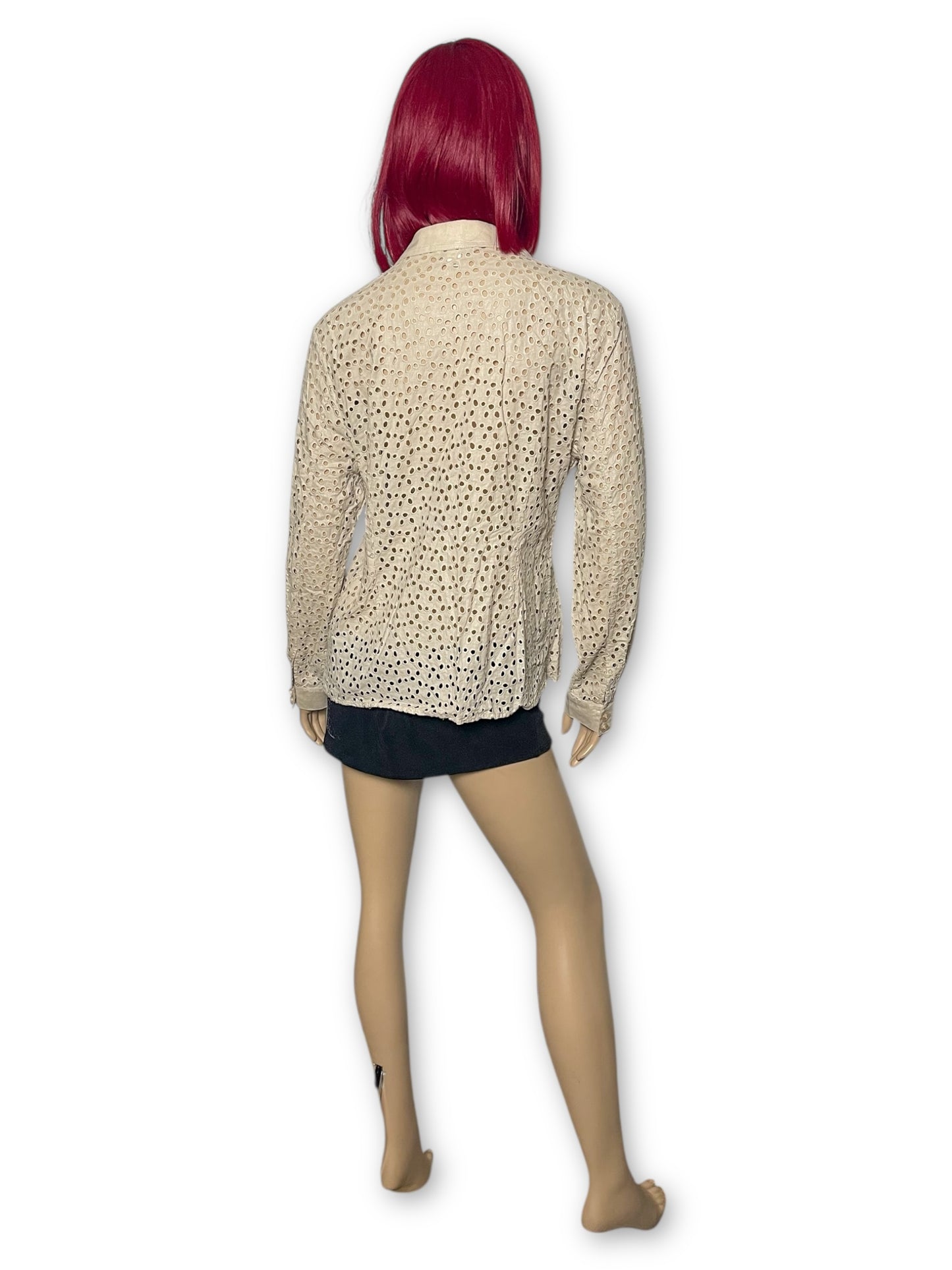 90’s/Y2K Spanner Cream Eyelet Blouse (L)