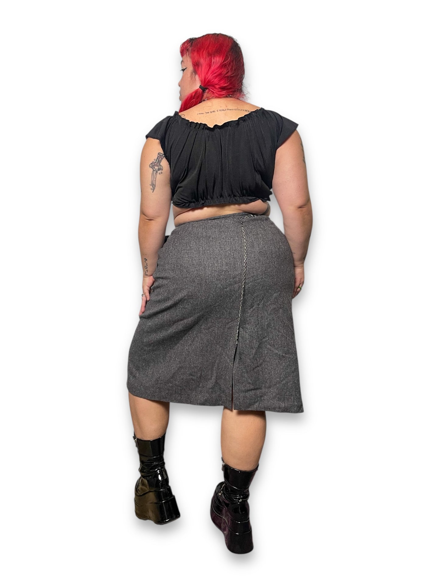 70’s/80’s Gray Wool Pencil Skirt (1X)