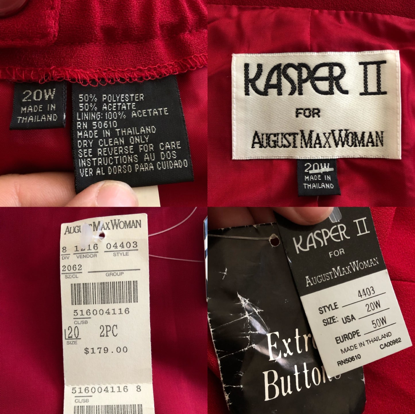 90’s/Y2K Kasper II for August Max Woman Red Skirt Suit (2X)