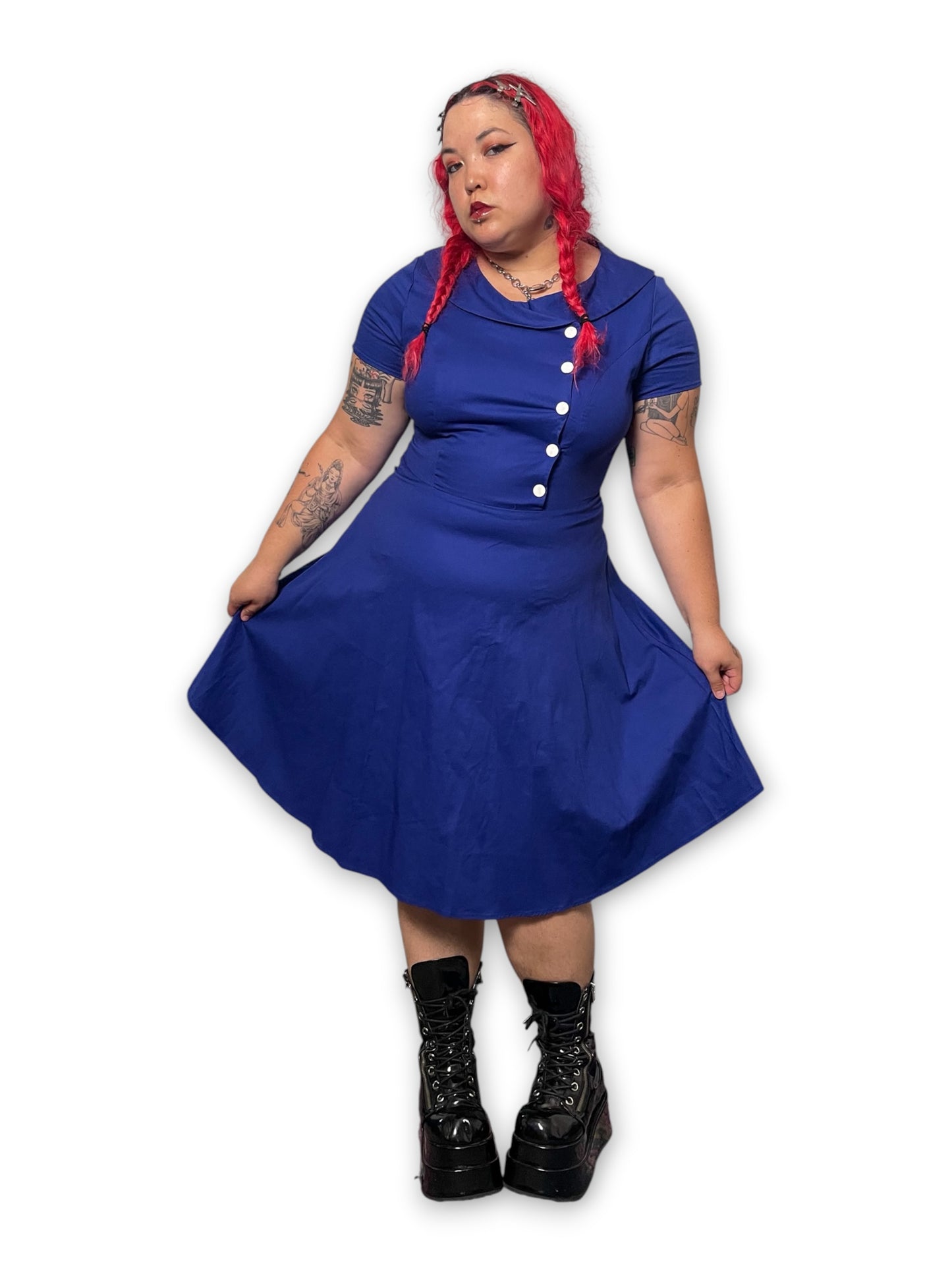 Navy Blue Retro Dress (XL)