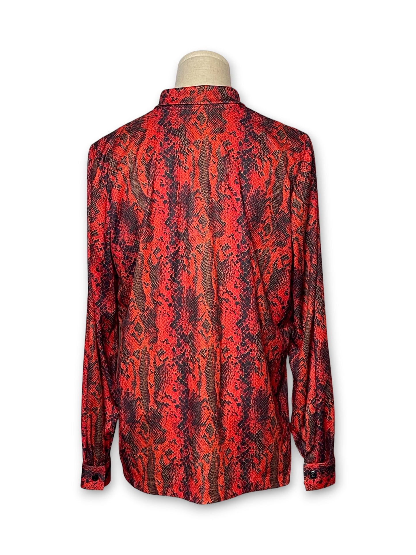 90’s Red Snake Print Button Down Shirt (L/XL)