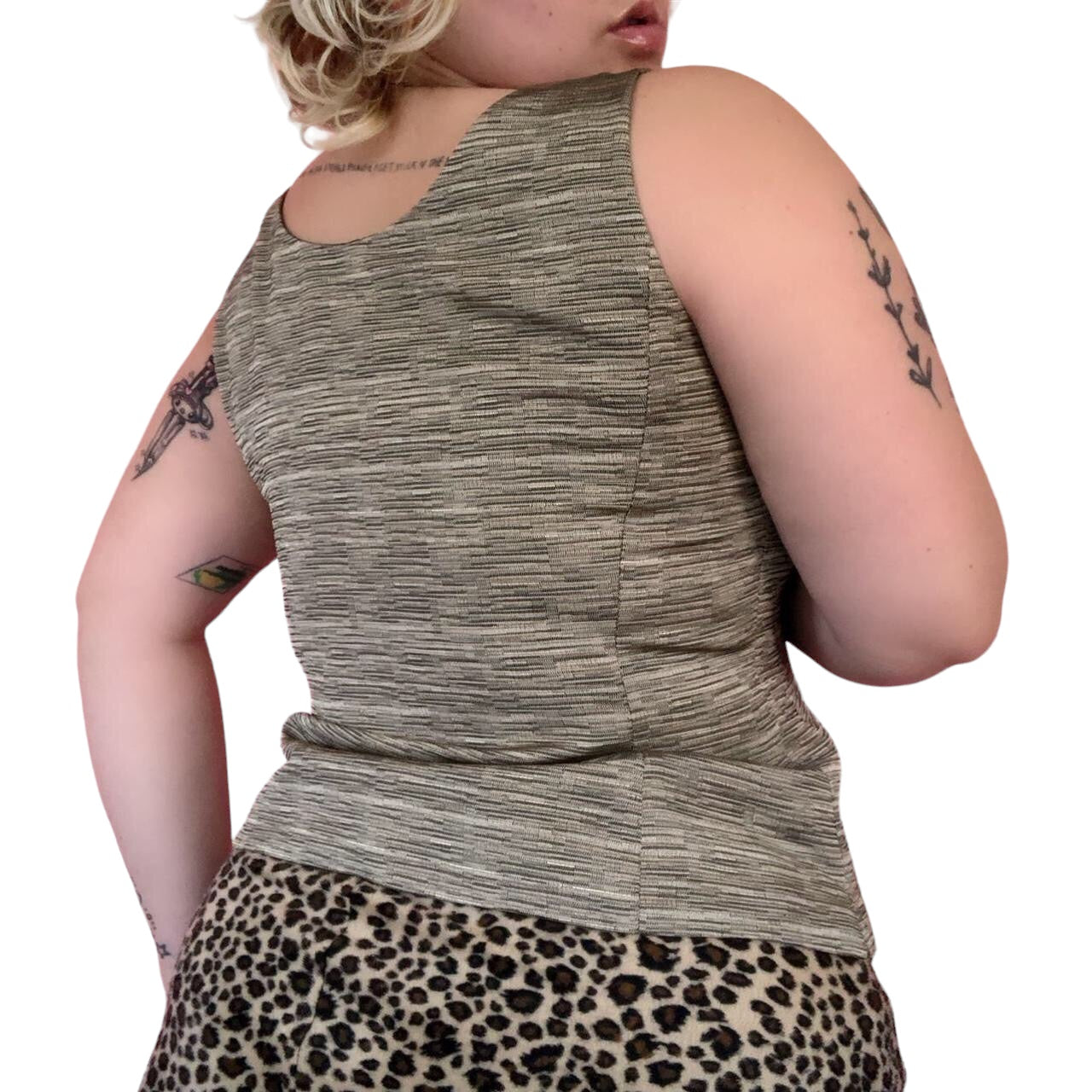 90's Kasper Glittery Gold and Tan Textured Top (XL)