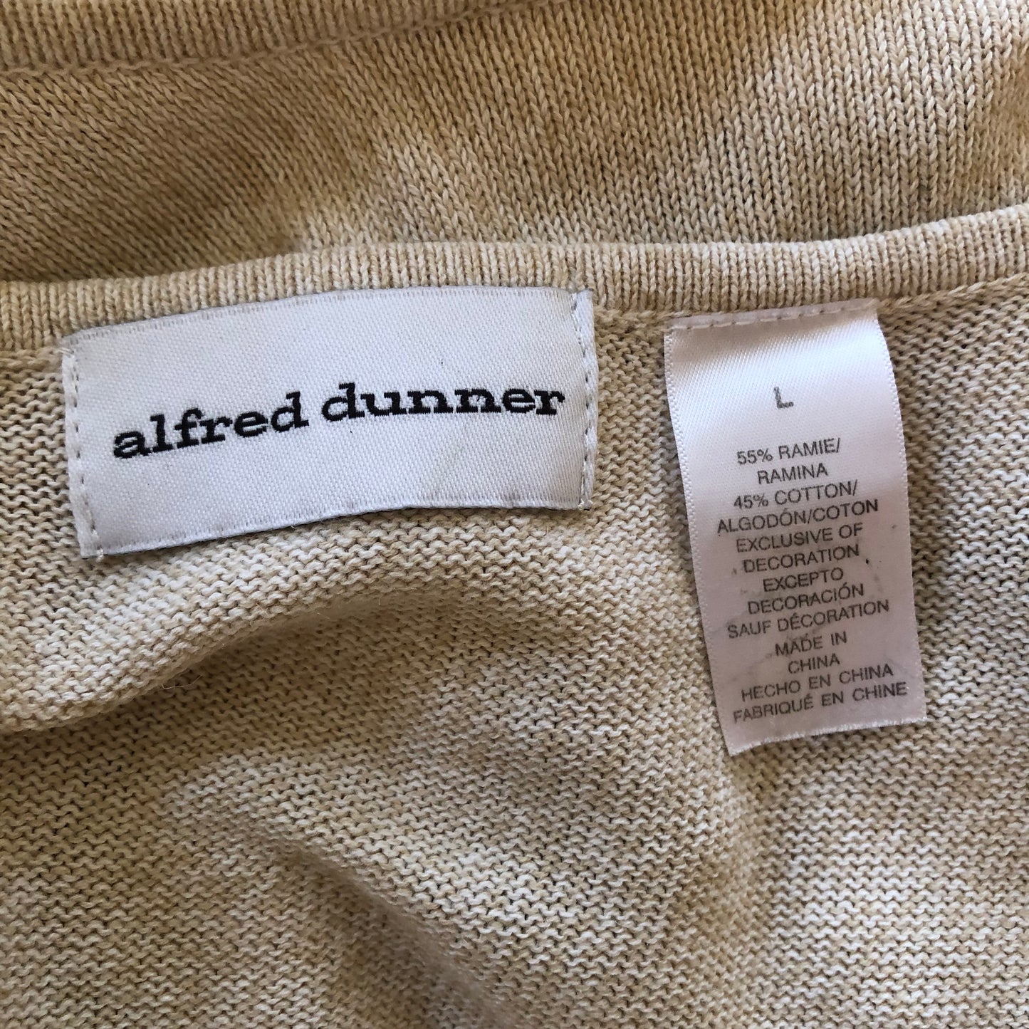 Y2K Alfred Dunner Cream Striped Beaded Knit Top (L/XL)