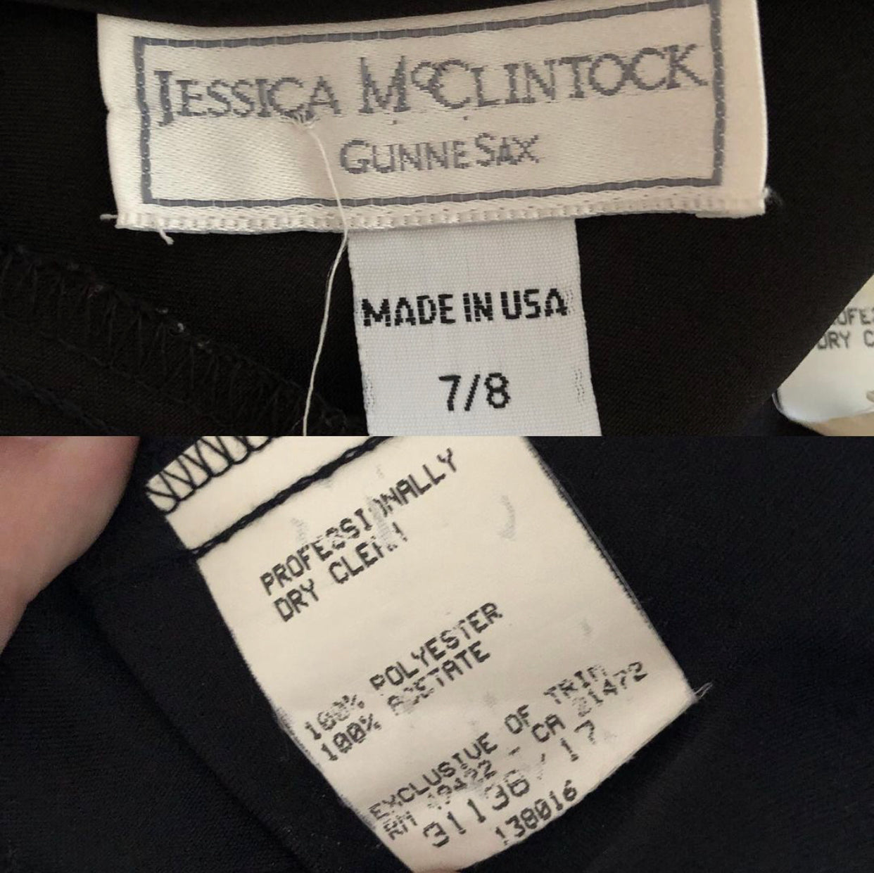 90's Gunne Sax by Jessica McClintock Black Satin Cocktail Dress (M)