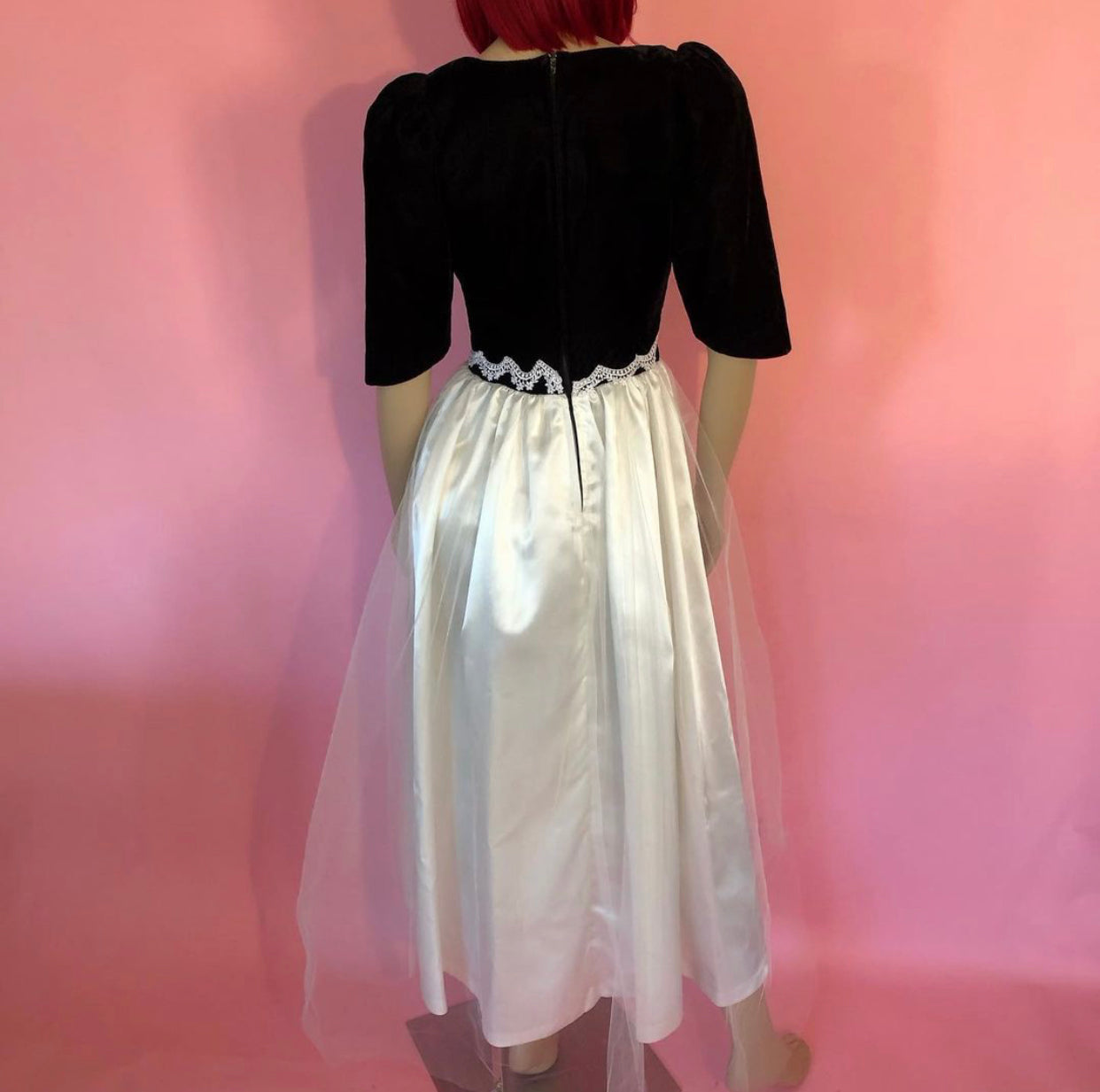 80's/90's Black and White Bridal Gown/Prom Dress (S)